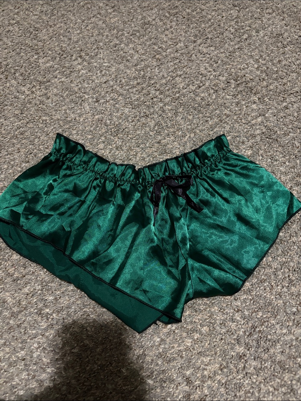Target Green Satin Sleep Shorts with Black Trim - Picture 1 of 3